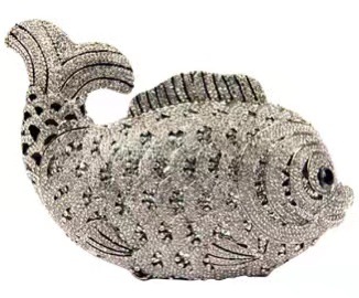BL028 bolsas de diamante de peces dorados, bolsas de cena de cristal metálicas, bolsas de mano de diamantes, bolsas de mano de mujer amarillas
