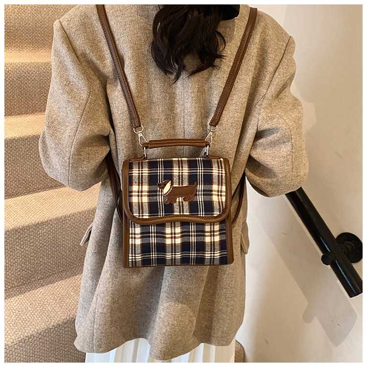 College-style backpack for women 2024 autumn new Dachshund student handbag, retro commuter crossbody bag undefined