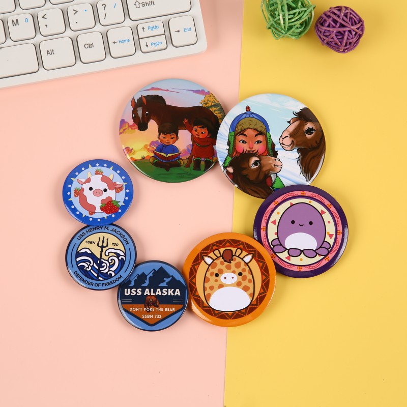 diy圆形立体冰箱贴卡通动漫磁性马口铁冰箱贴企业LOGO磁力贴制定