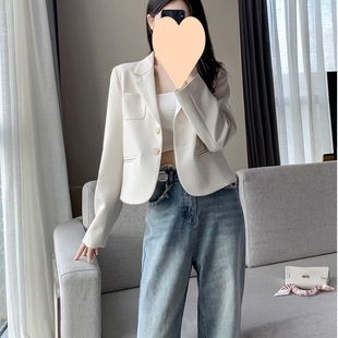 Elegant Small Suit 2025 New High-End Casual Off-White Short Blazer for Petite Women Spring and Autumn Style