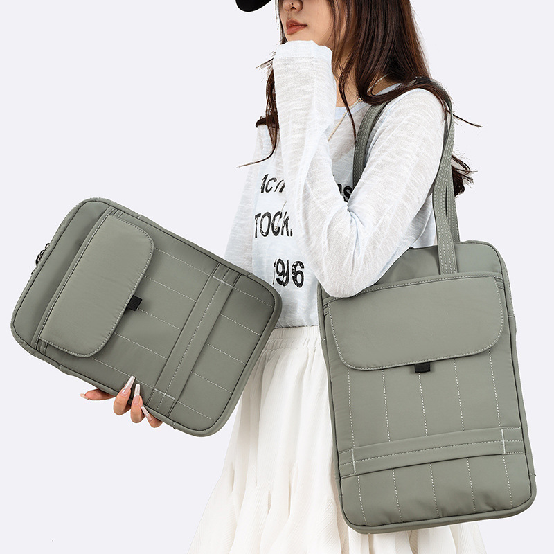 New Simple Vertical Tablet Bag Commuter Nylon iPad Handbag 15.6inch Satchel Laptop Bag