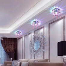 led装饰七彩灯客厅水晶筒灯射灯家用孔灯三色吊顶嵌入式天花洞灯