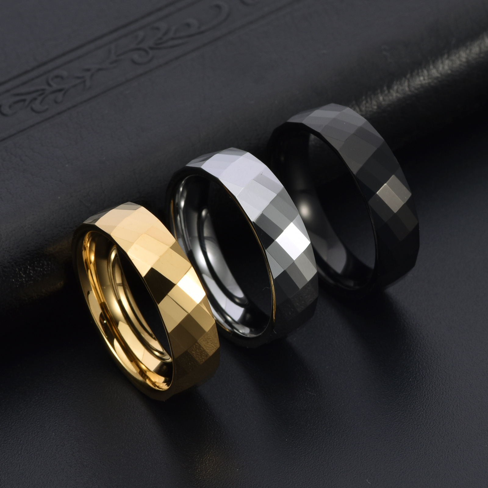 Punk Solid Color Tungsten Steel Polishing Men's Rings display picture 5