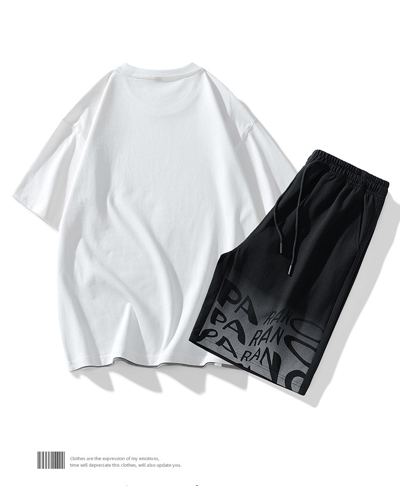 Men's Clothing Cross border exclusive summer short sleeved suit for men, casual sportswear, trendy and handsome ice silk T shirt for men_voghion.com