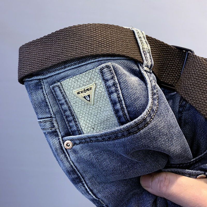 Vaqueros hombre bordados corte recto pantalón elástico primavera_voghion.com