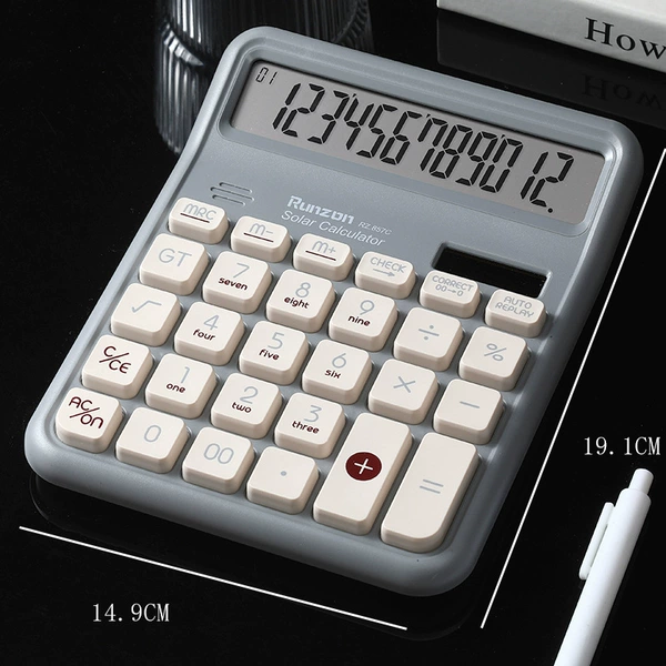 857c large screen solar calculator can check numbers gray blue