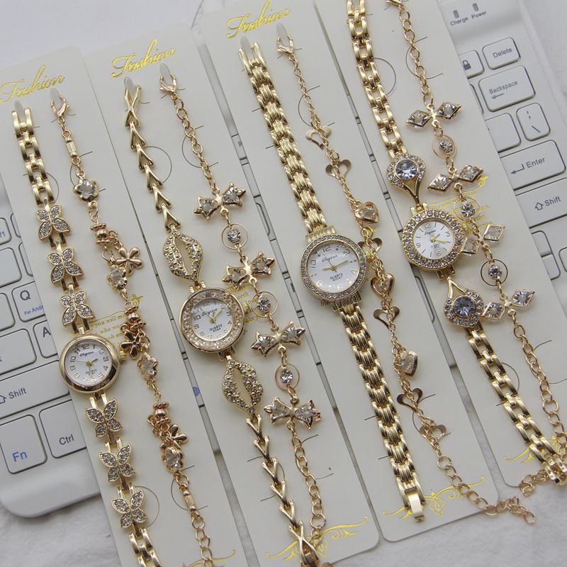 Cross-border hot-selling fashion all kinds of bracelet watch bracelet combination trend quartz watch gold silver mix for sale