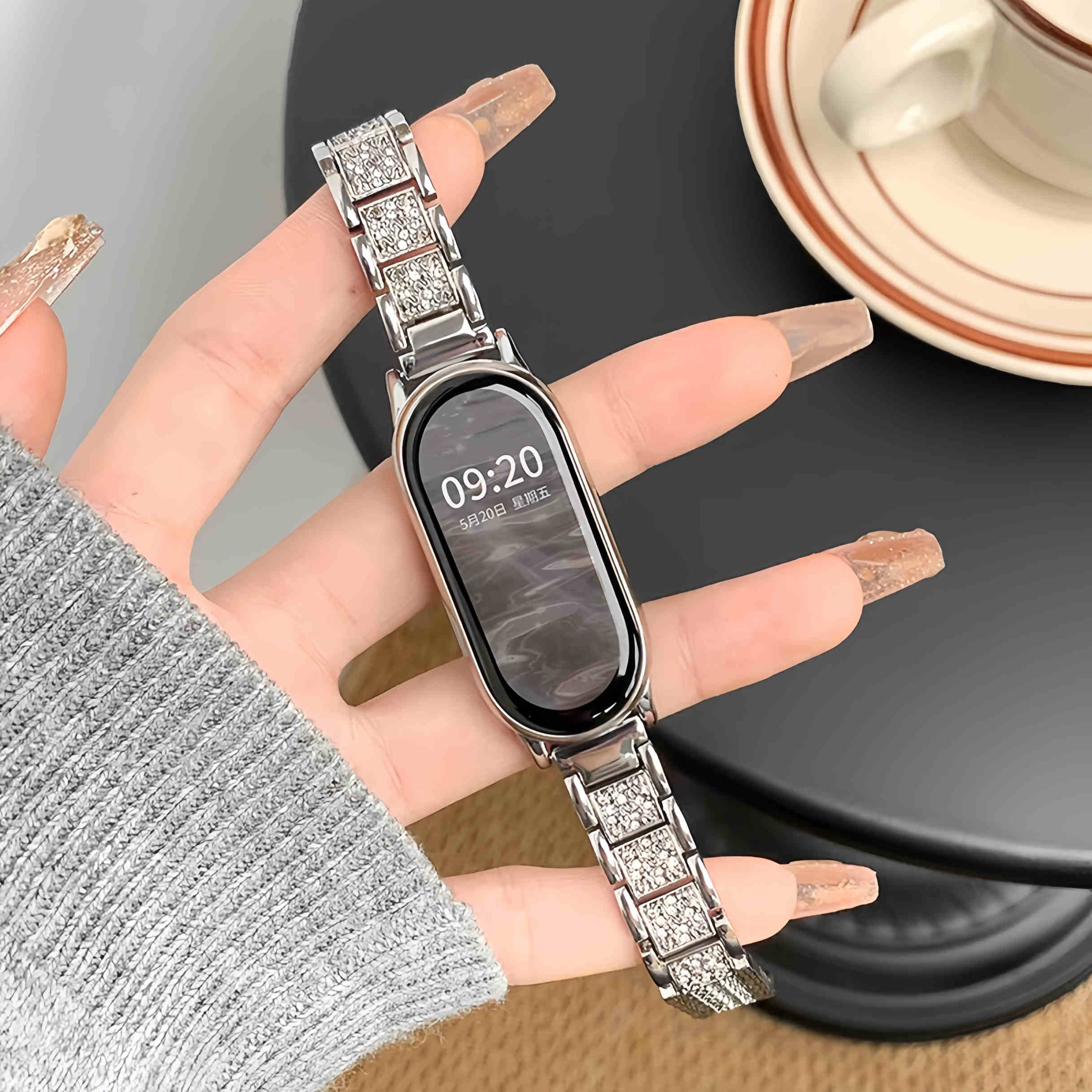 Suitable for Xiaomi 10 Watch Strap, Xiaomi Mi Band 9/8/Pro/Nfc Version/Redmi Watch 5/4 Thin Full Diamond Wristband