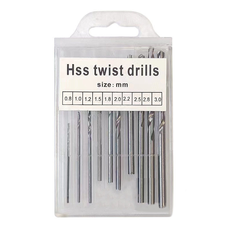 50 piezas de titanio-plateado torcedura taladro traje de acero de alta velocidad mango recto miniatura agujero abierto taladro 1-3mm taladro eléctrico broca