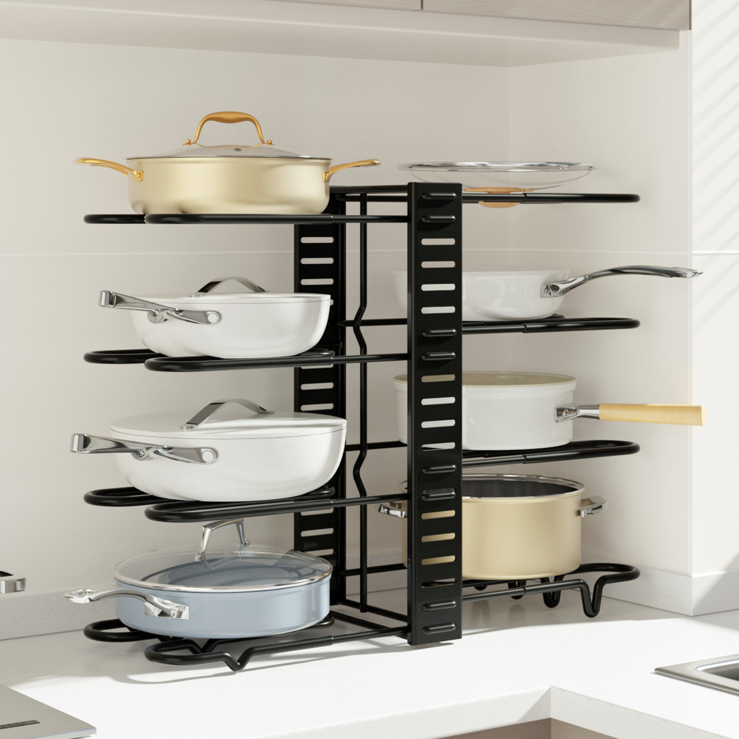 台所の多機能鍋の収納棚の下の水槽のまな板の蓋の棚のテーブルの鉄の芸の厚い層の棚