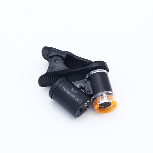 New 9882(RD)W 60x Magnification Microscope, Portable Mini High Magnification Warm and Cold Light Phone Clip Magnifier