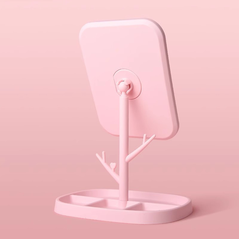 Espejo de maquillaje de escritorio de alta definición portátil plegable giratorio espejo de vestir espejo de escritorio simple espejo de princesa dormitorio espejo de escritorio