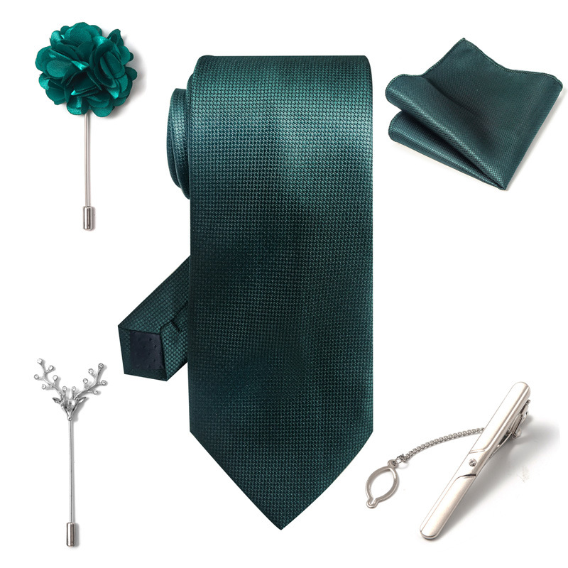 2024-es új divatos, divatos nyakkendő, üzletember, divatos tiszta színű, csíkos kesudió nyakkendő, 6 részes díszdobozban négyzet alakú sál nyakkendőkapcsos mellszett_voghion.com