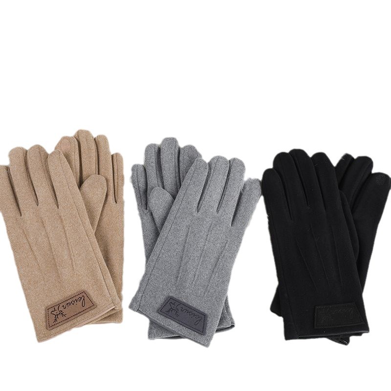 Nye herrehandsker i tysk fløjl, vindtætte og varme, berøringsskærmshandsker til kørsel og ridning, vintervarme, fortykkede og fløjlsagtige_voghion.com