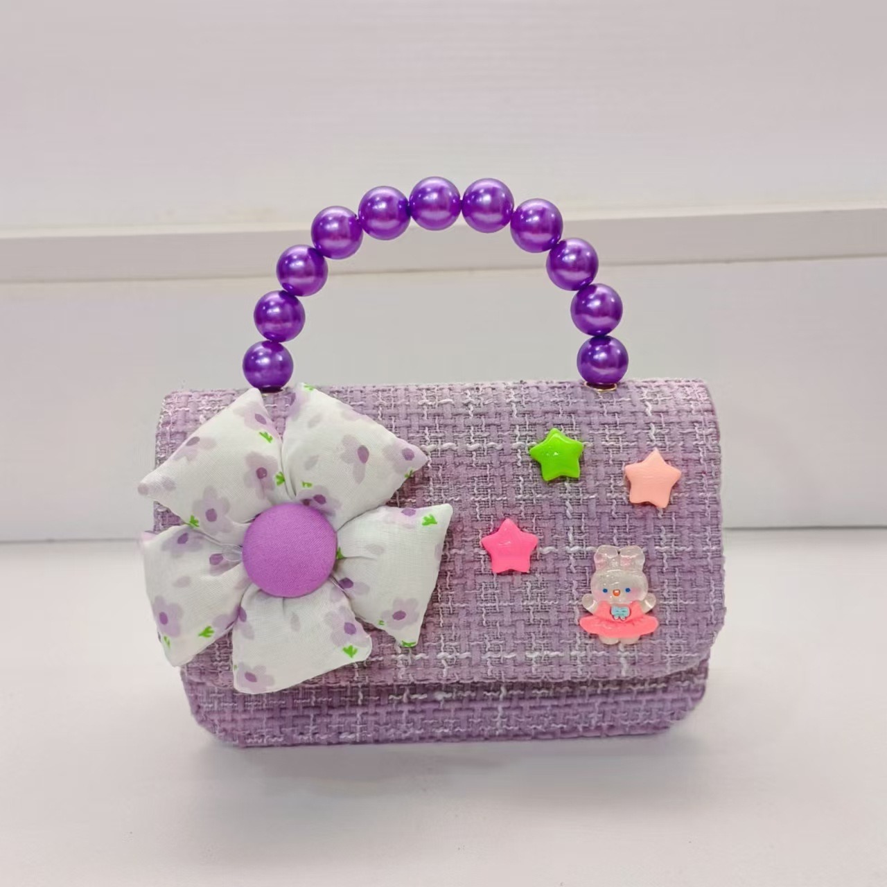 Bolso de perlas flores conejo camisa princesa accesorios de cambio bolso pequeño para niños cadena de billetera de Año Nuevo
