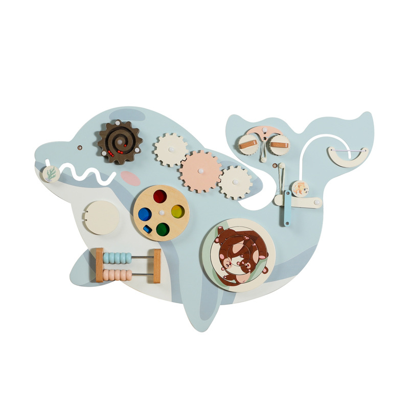 Estilo nórdico Tablero ocupado Juguetes de madera educativos Dormitorio para niños Adornos de cabeza de animal Arreglo de pared multifuncional al por mayor