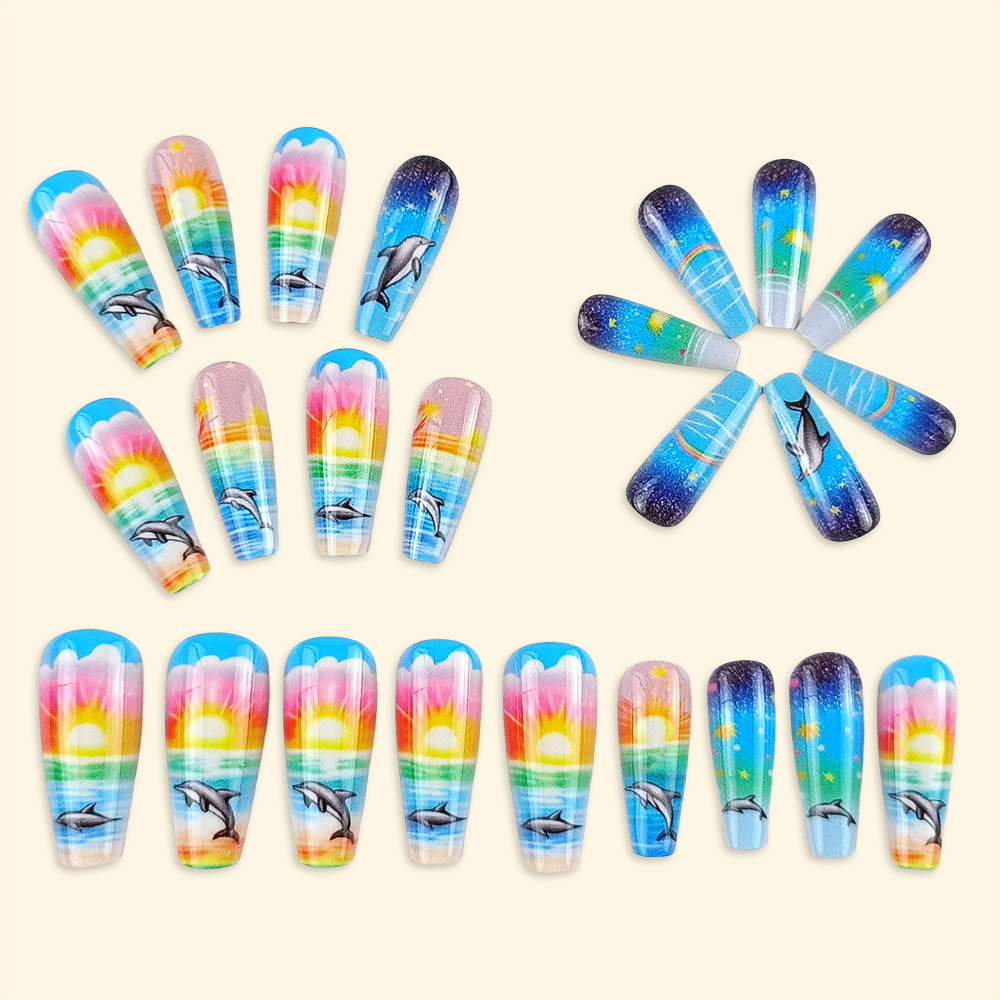Transfronterizo largo estilo de ballet manicure estilo de puesta de sol estilo de vestir 24 piezas de estilo manicure parche