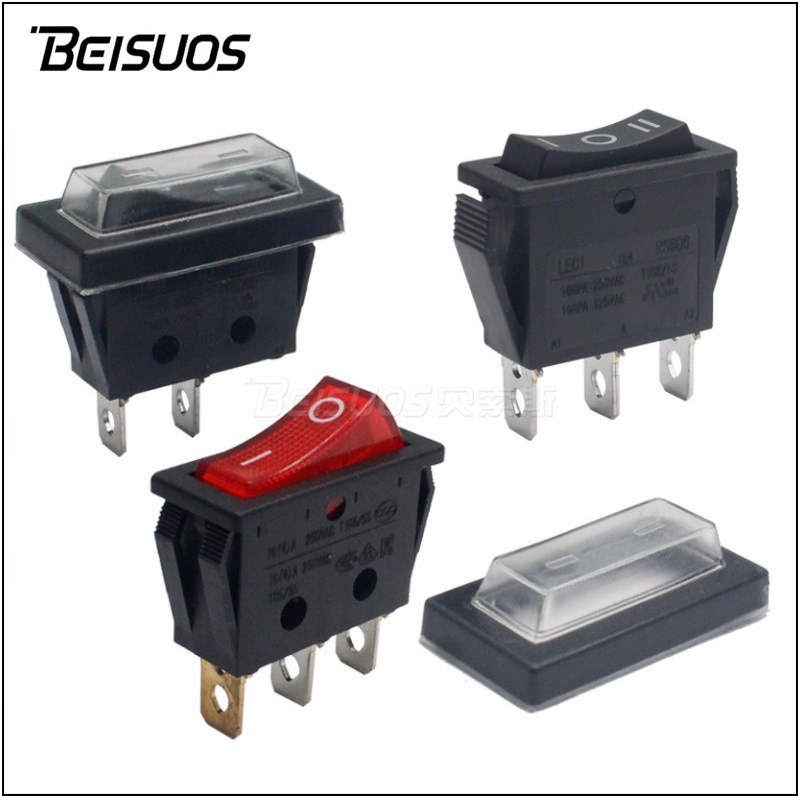 三脚三档AC电源开关32*14船形开关双边复位两脚二档方型翘板开关