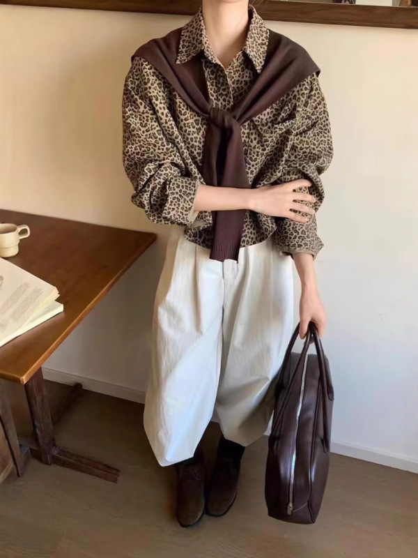 高端披肩豹纹长袖衬衫女欧洲站25秋季新款韩版时尚百搭显瘦夹克潮|undefined