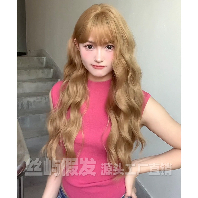 Siyu Wig Female Long Hair Long Curly Wig Female Full Head Cover Lolita Wig Natural Realistic Wig Set
