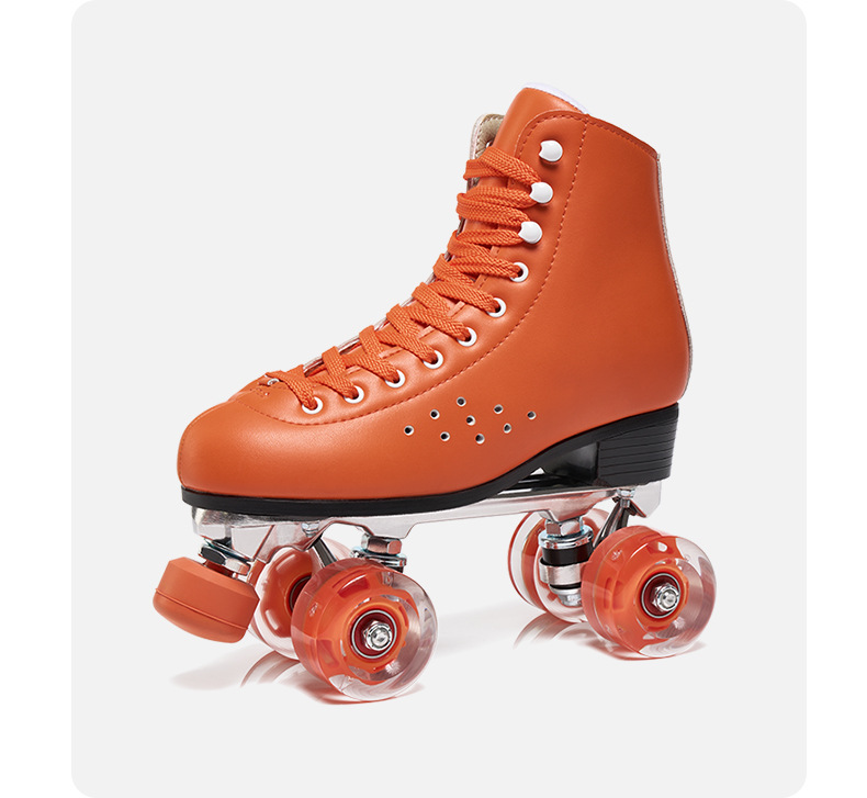 Rosarote zweireihige Rollschuhe für Erwachsene Rollschuhbahn Aluminium-Grundhalterung Rollschuhe verstellbar große Bremsen_voghion.com