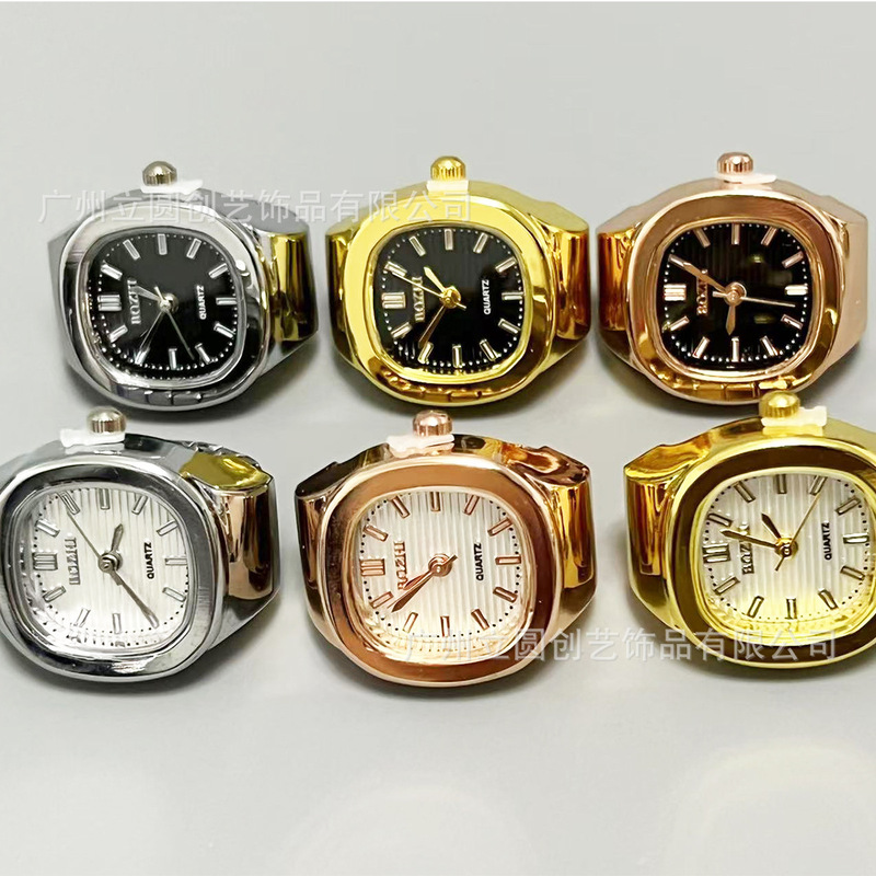 Foreign Trade Website Hot-Selling Square Fashion Ring Watch Jewelry Can See the Time