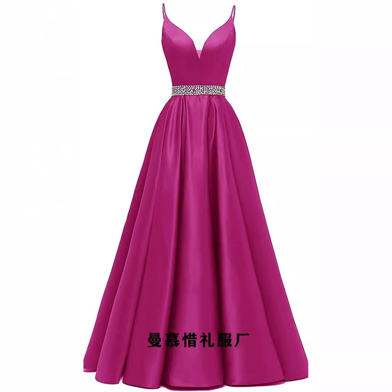 Cross-border High Waist Backless Sexy Sling dress European and American Women's New Solid Color Prom Party Party Evening Dress