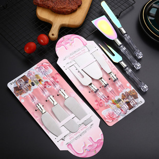 [Factory wholesale] Crystal handle cheese knife suit cheese knife butter scraper baking tool suit