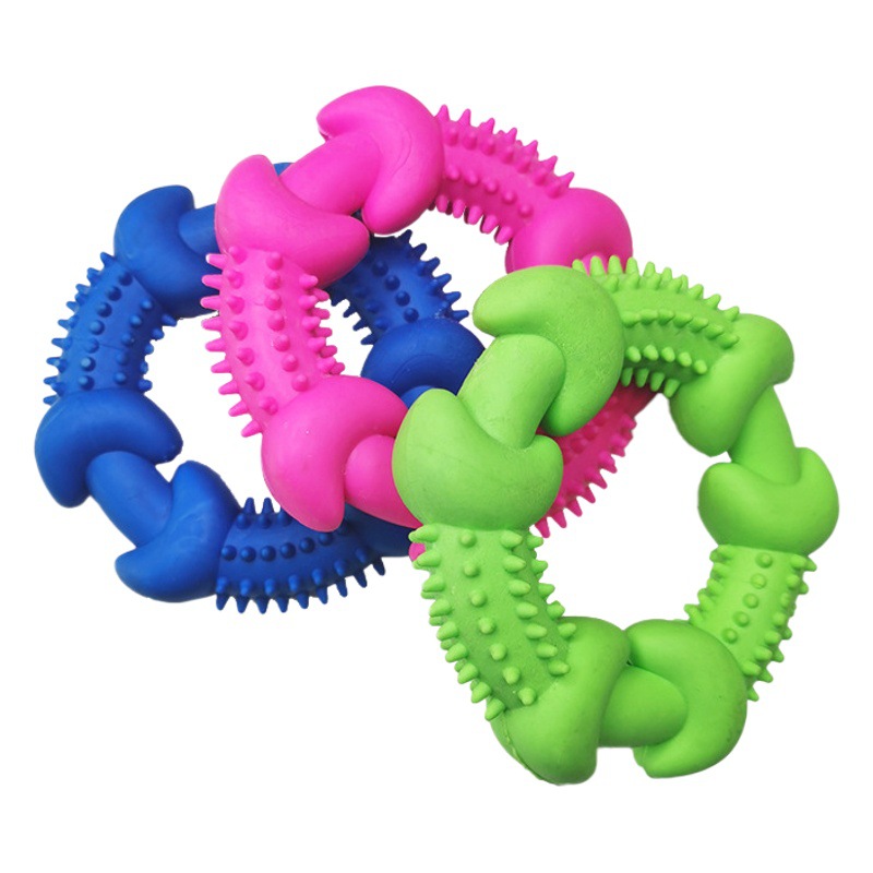 Fábrica al por mayor mascota TPR mordedura resistente juguete hueso sólido espina anillo perro diente limpieza molar juguete redondo