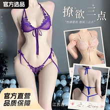 性感大码系带情趣内衣免脱丁字裤比基尼三点式套装女一件代发