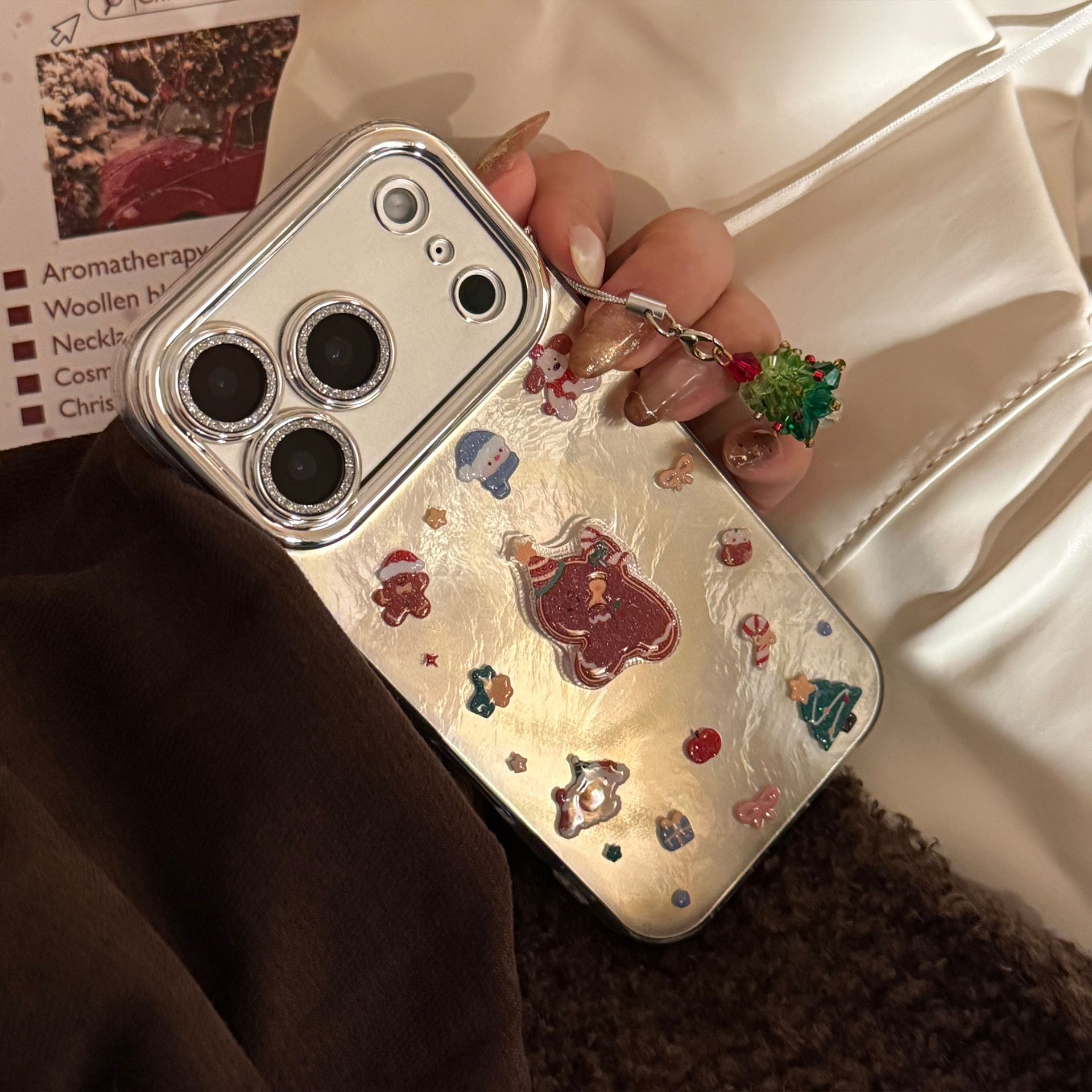 Glitter Gingerbread Man Phone Case For Iphone With Lens Protector_voghion.com