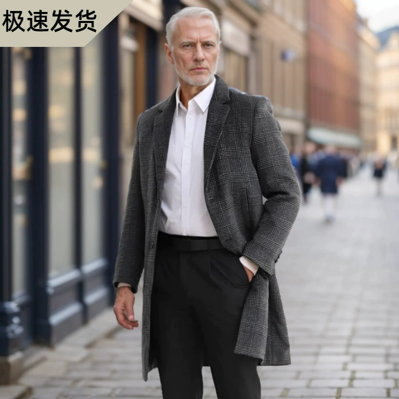 Трансграничные осенние и зимние утолщенные хлопчатобумажные шерстяные пальто средней и длинной ветровки тонко тонко с отворотом топ пальто мужская одежда