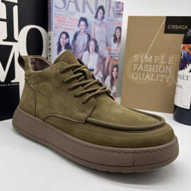 超轻复古棕色皮鞋男鞋真皮高帮鞋短靴马丁靴子秋冬新加绒香格米奇