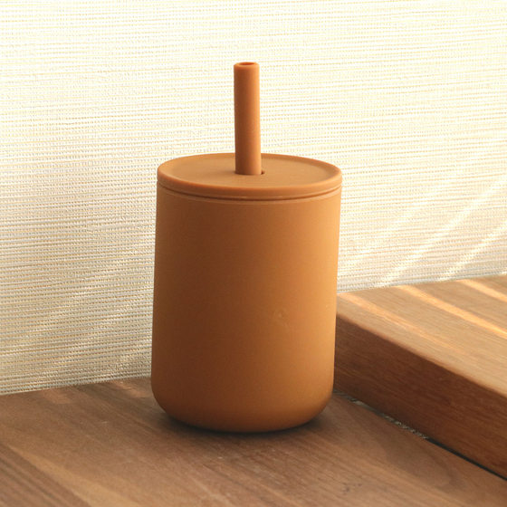 210ml Silicone Drinking Cup Baby with Lid Straw Cup Baby Food Grade Children's Drop Resistant Drinking Cup