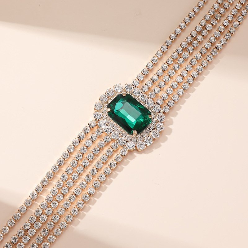 Heart Crystal Choker Necklace Multi-layer Statement Jewellery_voghion.com