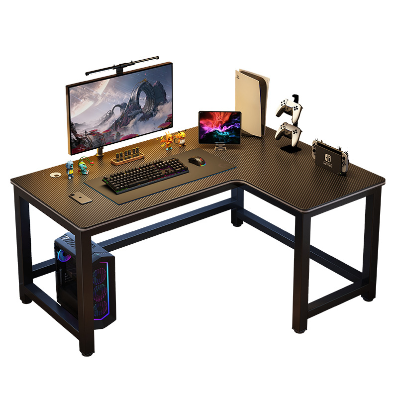Mesa de computadora personalizada esquina doméstica L-shaped mesa de deporte de carbono escritorio