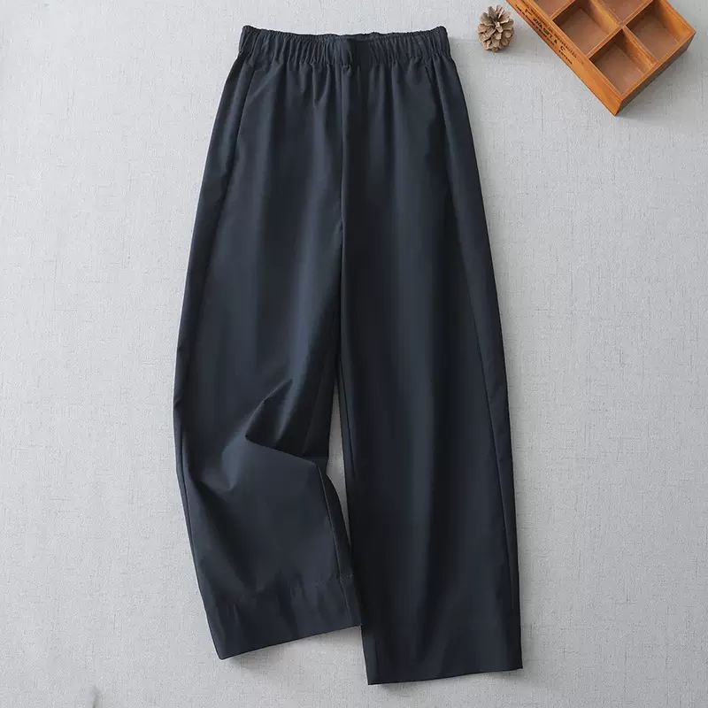 2025春夏新款文艺宽松大码女装胖MM显瘦显瘦直筒九分休闲阔腿裤