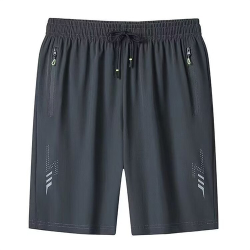 Men's Ice Silk Shorts Men's Summer Thin Version Sports Casual Breathable Men's Five-Finger Shorts Men's Loose Plus Size 5-Finger Shorts
