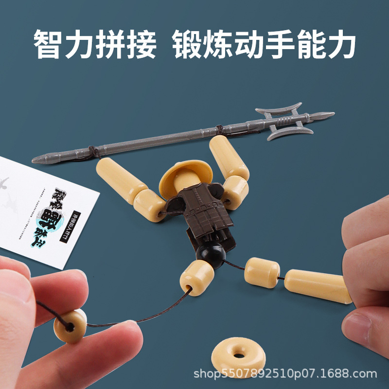 Hombre de bambú para niños héroe doble lucha juego de mesa de escritorio interacción entre padres e hijos doble lucha hombre de bambú muñeca de línea de tracción