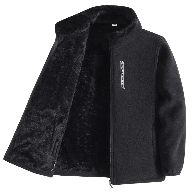 户外加绒加厚卫衣男保暖衣秋冬季外套宽松大码摇粒绒休闲开衫夹克