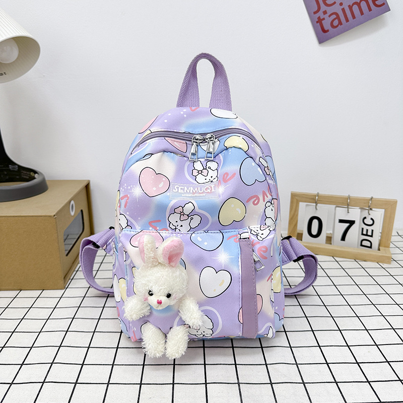 2024 nuevo kindergarten mochila de dibujos animados lindo conejito estudiante mochila de lona para niños Mochila pequeña y ligera