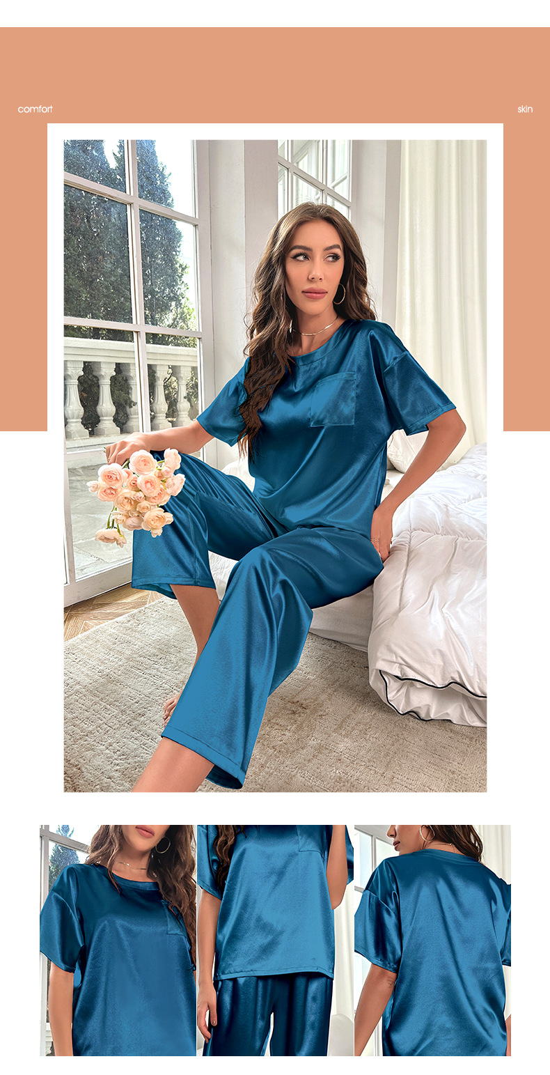 Pigiama in seta ghiacciata stile Yaoting per donna, estivo, manica corta, pantaloni lunghi, abbigliamento da casa, set casual ampio 3147_voghion.com