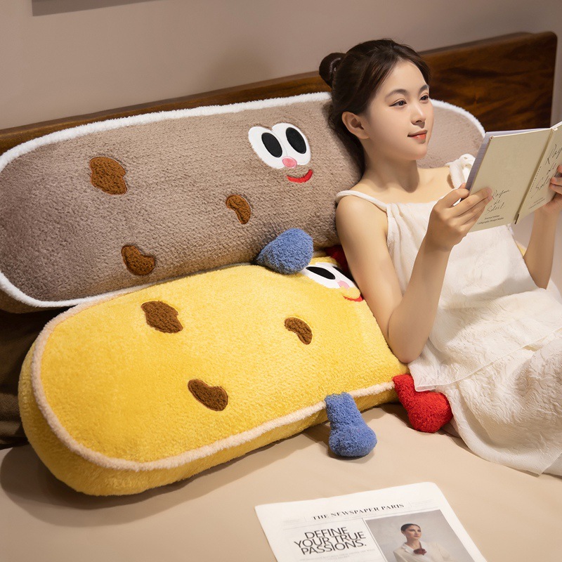 Hamburguesas de dibujos animados galletas almohada de tira larga almohada de cama dormir lateral almohada de pierna almohada desmontable almohada de cabecera almohada