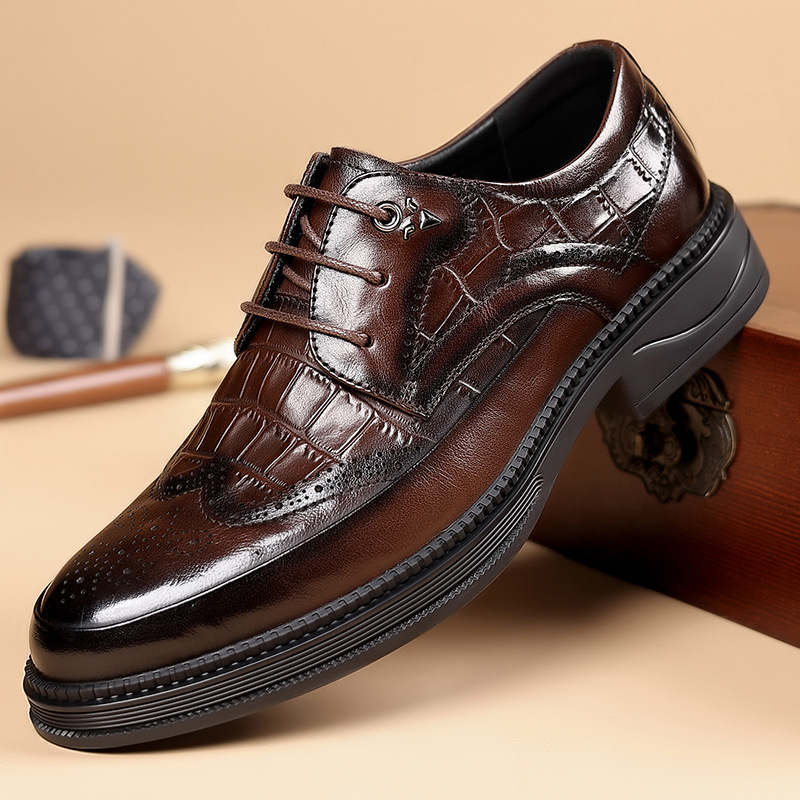 2024 cuatro temporadas zapatos de cuero de cocodrilo bajo retro moda puntual zapatos casuales de hombre correa zapatos de cuero ligeros image 4
