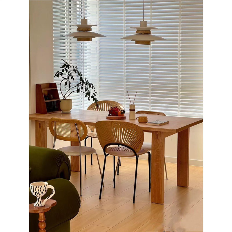 Nordic Solid Wood Dining Table Simple Design Living Room Log Large Board Long Table Cream Style Oak Home Dining Table Writing Table