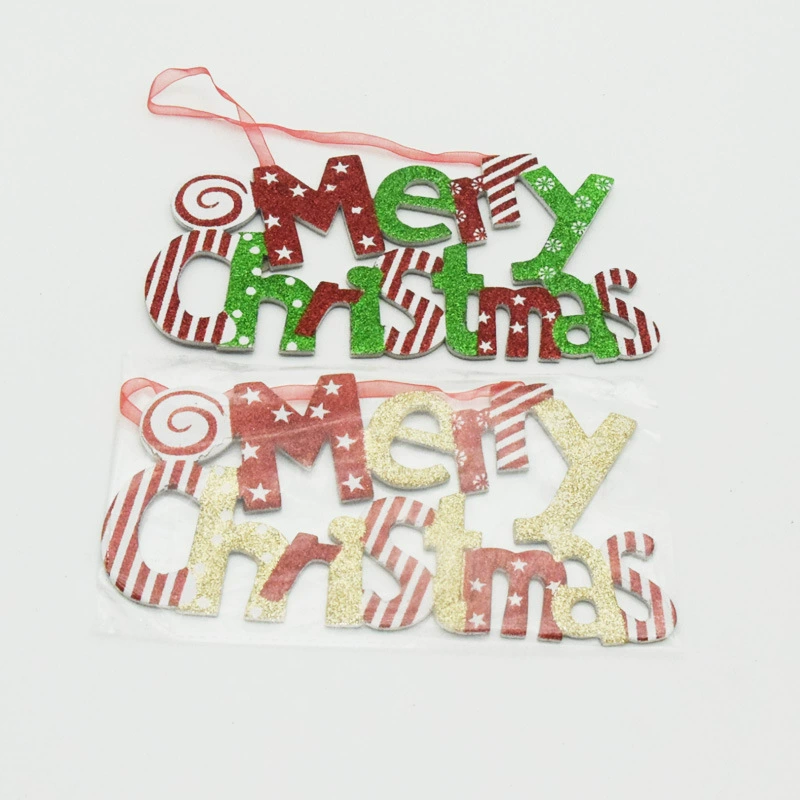 Подвески с надписью Merry Christmas золото/красный/зелёный