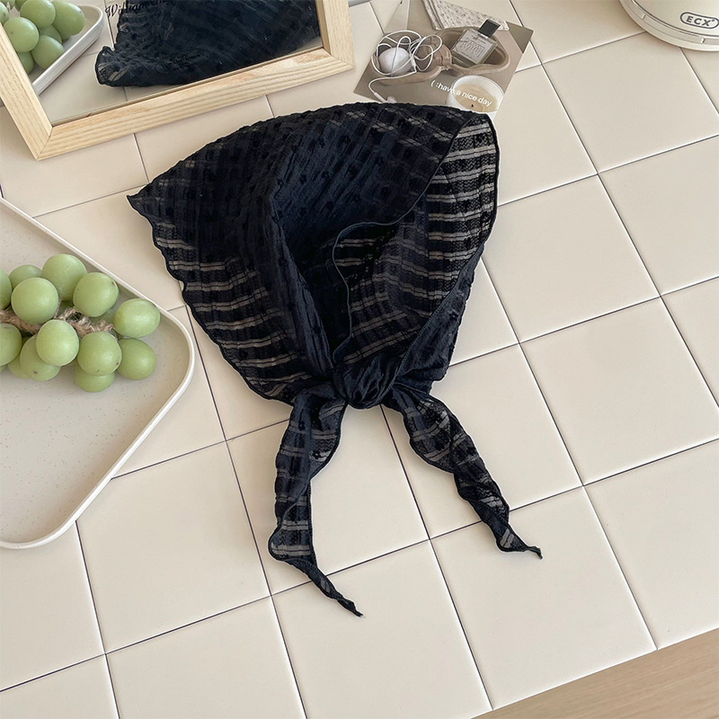 Bufanda triangular babero femenino verano nuevo estilo bufanda de seda floral fresca temperamento ligero estilo pastoral pañuelo en la cabeza cinturón para el cabello tocado