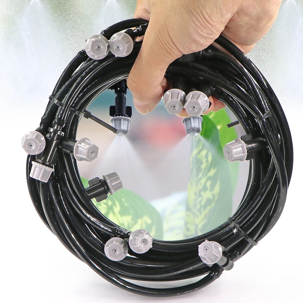 Riego de jardín aspersor de atomización gris sistema de riego por goteo de patio regador automático de flores rociador de polvo de enfriamiento micro aspersor