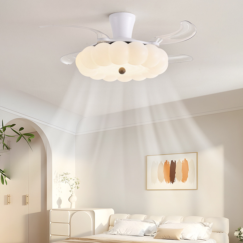 Ventilador de sala de estar para el hogar lámpara integrada 2025 nuevo restaurante moderno invisible moderno minimalista estilo crema techo de dormitorio