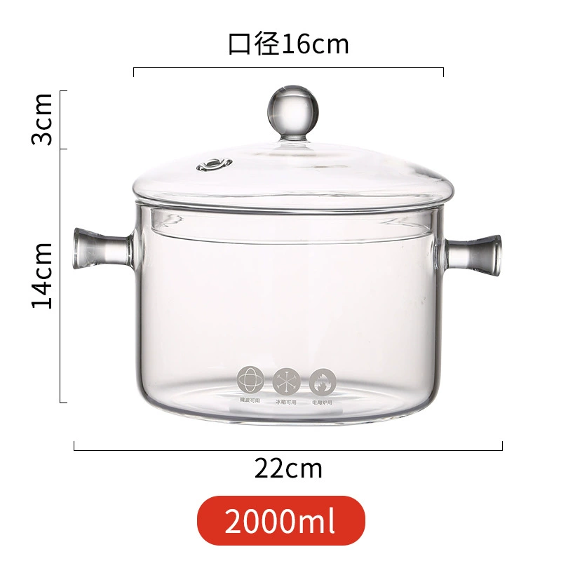 Стеклянная кастрюля-для тушения с высоким borosilicate стекла, прозрачная кастрюля для приготовления пищи, газ, огонь, высокая температура, маленькие горшочки, мини-кастрюля для супа